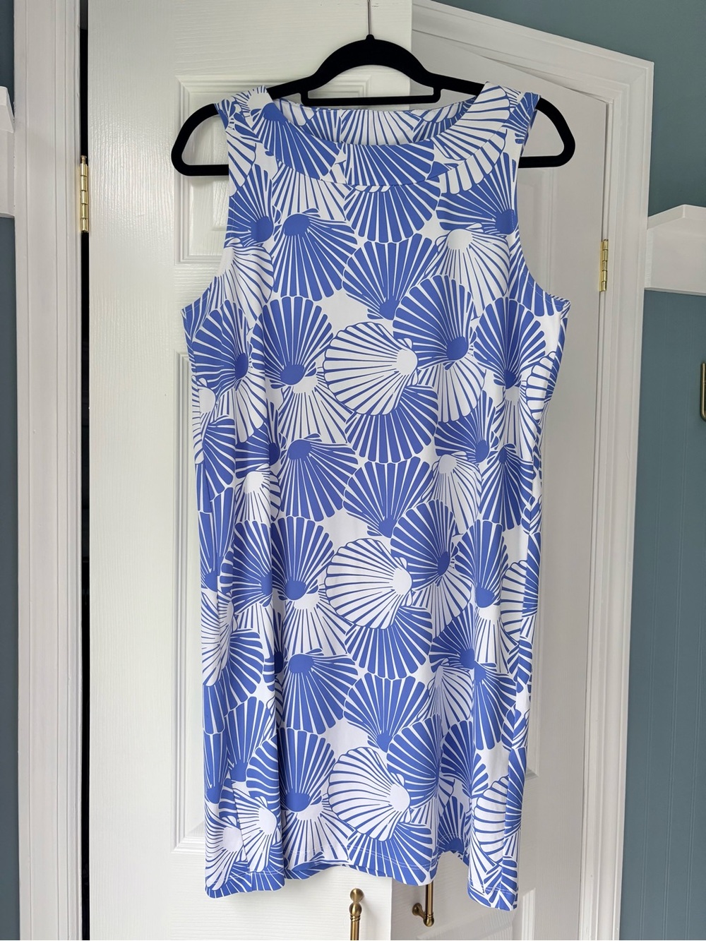 Sailor Sailor Sleeveless White Dress with Blue Shell Print